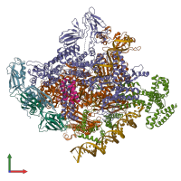PDB entry 7khb coloured by chain, front view.