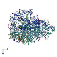 PDB entry 7kip coloured by chain, top view.