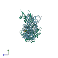 PDB entry 7kis coloured by chain, side view.