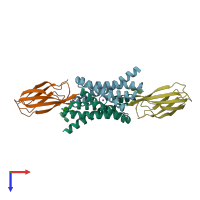 PDB entry 7kkb coloured by chain, top view.
