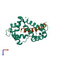 PDB entry 7kl5 coloured by chain, top view.