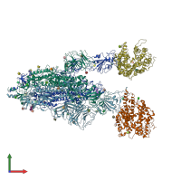 PDB entry 7kmz coloured by chain, front view.