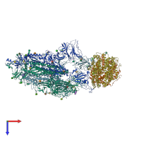 PDB entry 7kmz coloured by chain, top view.