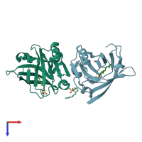 PDB entry 7kp5 coloured by chain, top view.