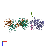 PDB entry 7kqi coloured by chain, top view.