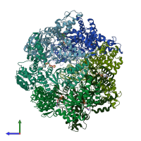 PDB entry 7ksm coloured by chain, side view.