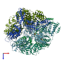 PDB entry 7ksm coloured by chain, top view.