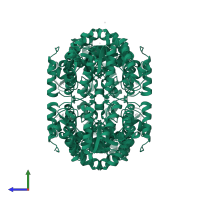 4-hydroxy-tetrahydrodipicolinate synthase in PDB entry 7ku6, assembly 1, side view.