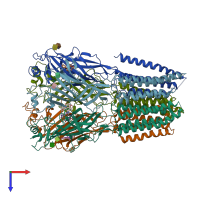 PDB entry 7kuy coloured by chain, top view.