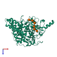 PDB entry 7kv3 coloured by chain, top view.