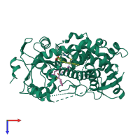 PDB entry 7kvj coloured by chain, top view.