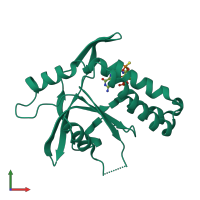 PDB entry 7kvx coloured by chain, front view.