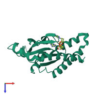 PDB entry 7kvx coloured by chain, top view.
