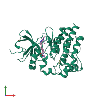 PDB entry 7kxq coloured by chain, front view.
