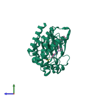PDB entry 7kxq coloured by chain, side view.