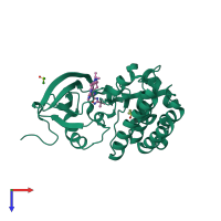 PDB entry 7kxq coloured by chain, top view.