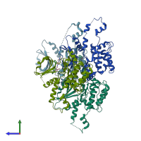 PDB entry 7l24 coloured by chain, side view.