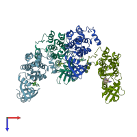 PDB entry 7l24 coloured by chain, top view.