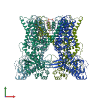 PDB entry 7l2x coloured by chain, front view.