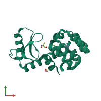PDB entry 7l3e coloured by chain, front view.