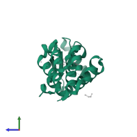 Endolysin in PDB entry 7l3e, assembly 1, side view.