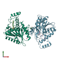 PDB entry 7l4t coloured by chain, front view.