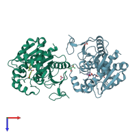 PDB entry 7l4t coloured by chain, top view.
