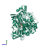 PDB entry 7l5s coloured by chain, side view.
