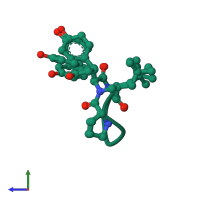PDB entry 7l96 coloured by chain, ensemble of 5 models, side view.