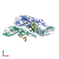 PDB entry 7lcg coloured by chain, front view.
