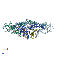 PDB entry 7lcg coloured by chain, top view.