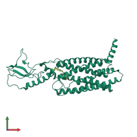 PDB entry 7lck coloured by chain, front view.