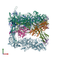 PDB entry 7liv coloured by chain, front view.