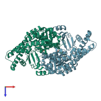 PDB entry 7lle coloured by chain, top view.