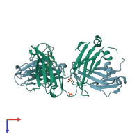 PDB entry 7lmq coloured by chain, top view.