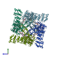 PDB entry 7lp9 coloured by chain, side view.