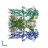 PDB entry 7lpd coloured by chain, front view.