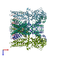 PDB entry 7lpd coloured by chain, top view.