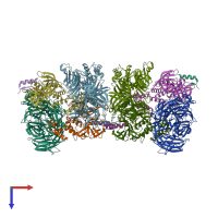 PDB entry 7lps coloured by chain, top view.