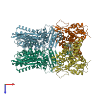 PDB entry 7lrd coloured by chain, top view.