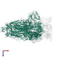 Spike glycoprotein in PDB entry 7ls9, assembly 1, top view.