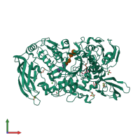 PDB entry 7lsa coloured by chain, front view.