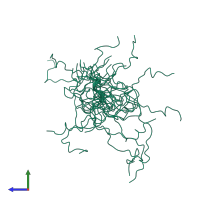 PDB entry 7lt7 coloured by chain, ensemble of 20 models, side view.