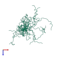 PDB entry 7lt7 coloured by chain, ensemble of 20 models, top view.