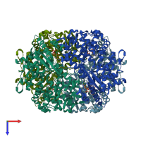 PDB entry 7ltt coloured by chain, top view.