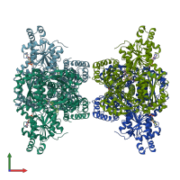PDB entry 7lw1 coloured by chain, front view.