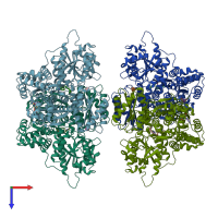 PDB entry 7lw1 coloured by chain, top view.