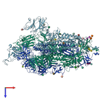 PDB entry 7lwn coloured by chain, top view.