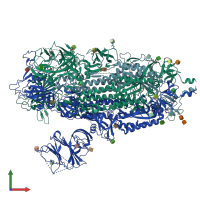 PDB entry 7lwq coloured by chain, front view.