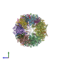 PDB entry 7lxv coloured by chain, side view.